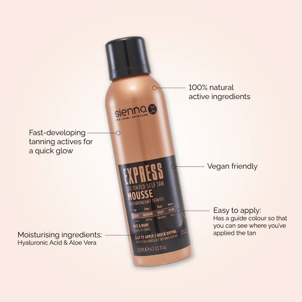 Sienna X Q10 Express Tinted Self Tan Mousse 200ml - Image 2