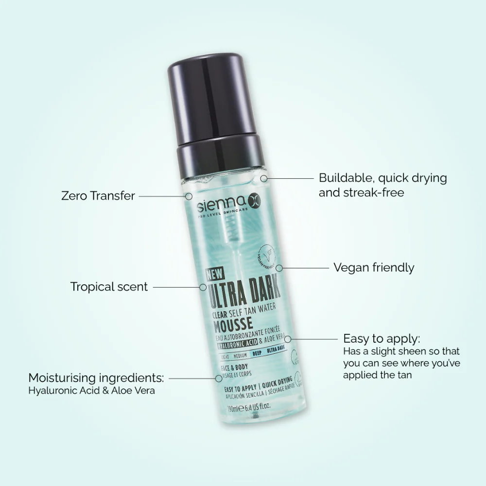 Sienna X Ultra Dark Self Tan Clear Water Mousse 190ml - Image 4