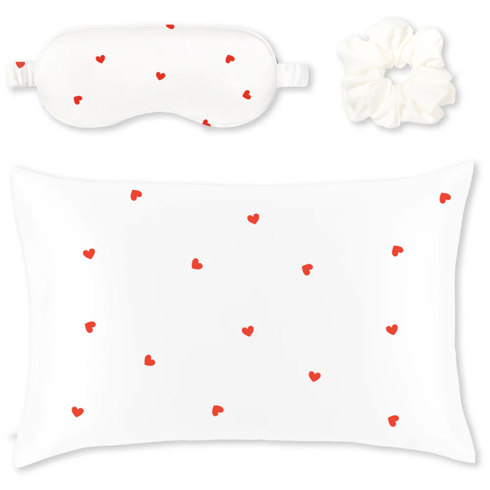 Silver Cloud Satin Gift Set Heart Print - Image 2