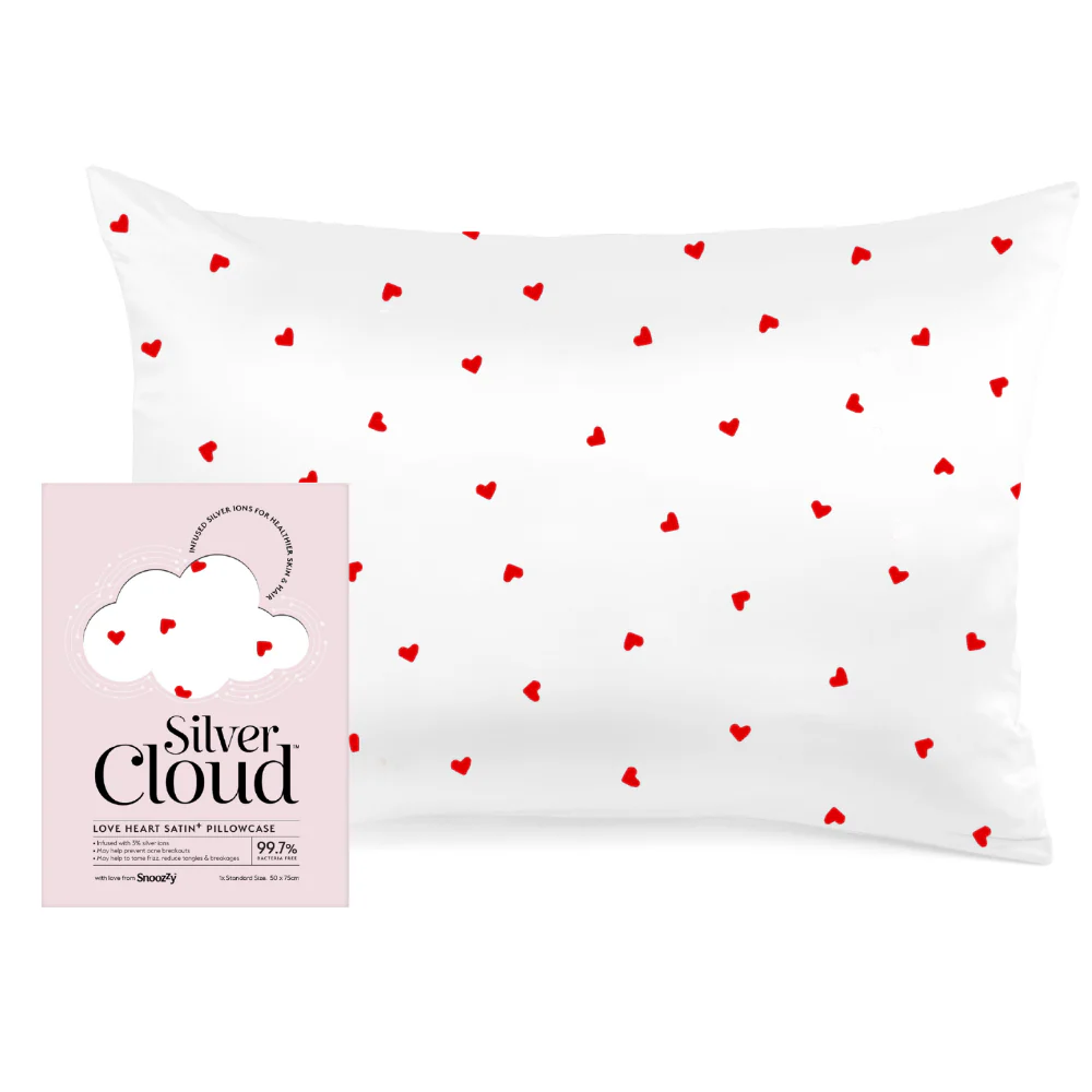 Silver Cloud Satin Pillowcase Heart Print - Image 2