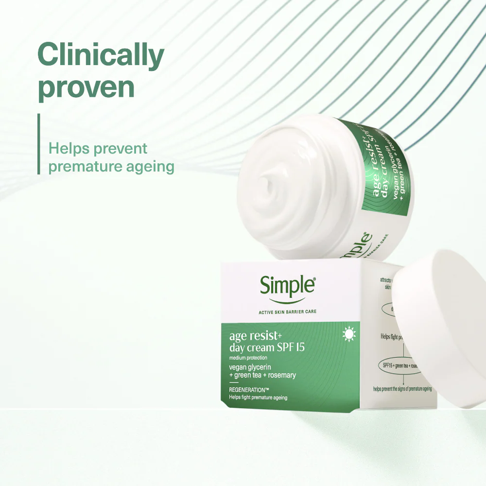 Simple Age Resist+ Day Cream Facial Moisturiser SPF15 50ml - Image 3