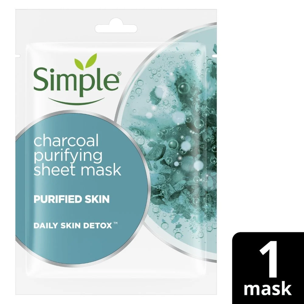 Simple Daily Skin Detox Charcoal Purifying Sheet Mask 21ml - Image 2