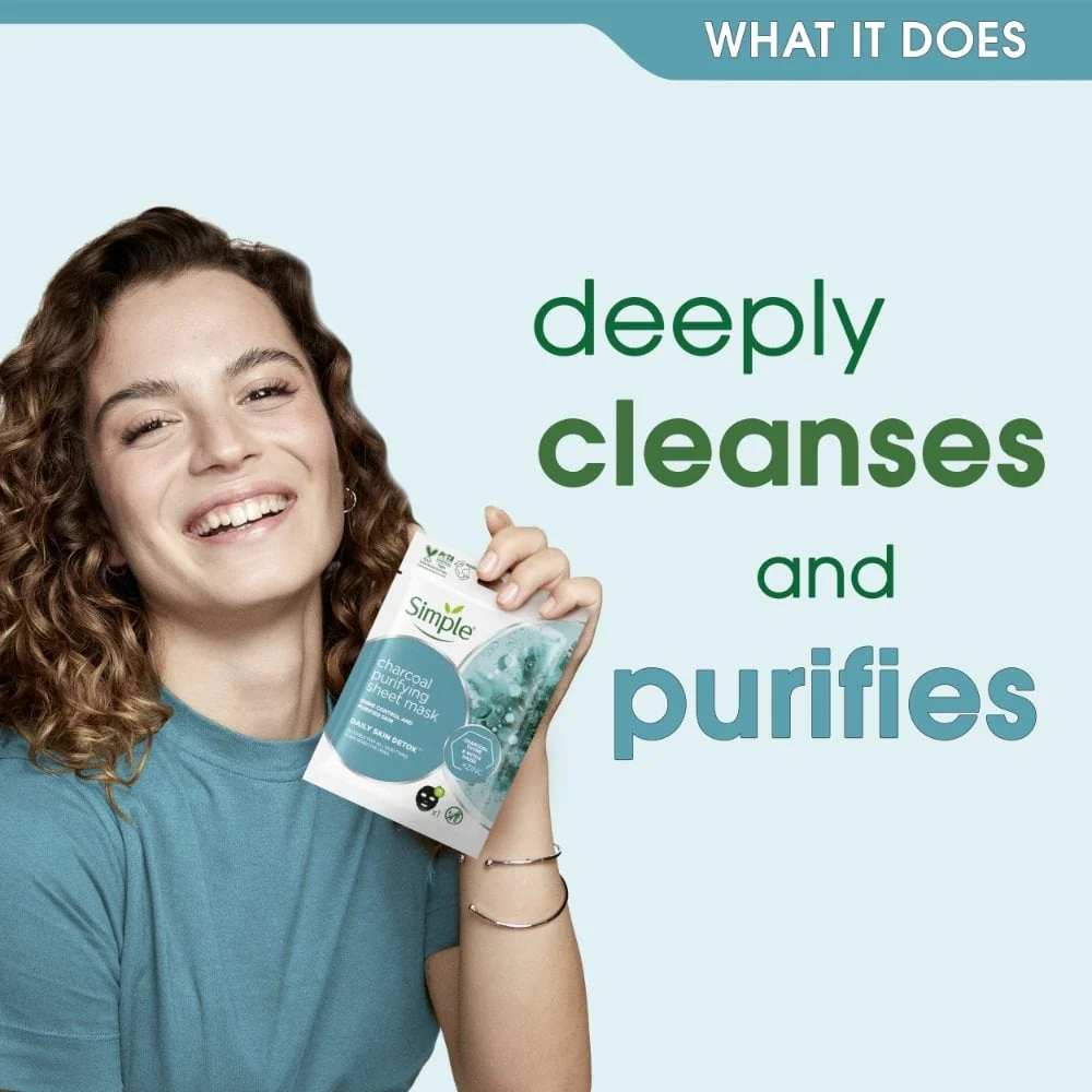 Simple Daily Skin Detox Charcoal Purifying Sheet Mask 21ml - Image 5