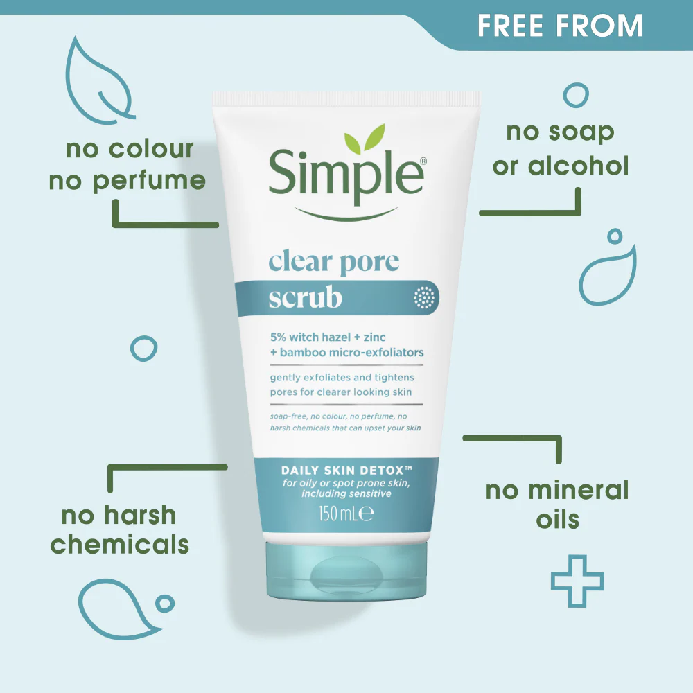 Simple Daily Skin Detox Clear Facial Scrub 150ml - Image 3