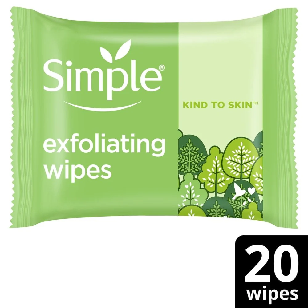 Simple Kind To Skin Biodegradable Exfoliating Face Wipes Pack of 20 - Image 2