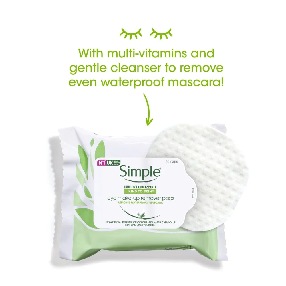 Simple Kind To Skin Eye Makeup Remover Pads Pack of 30 - Image 3