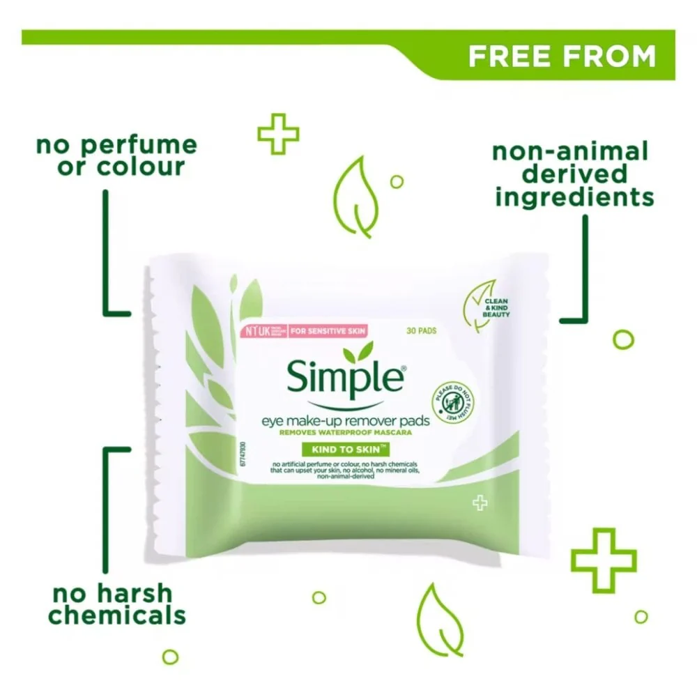 Simple Kind To Skin Eye Makeup Remover Pads Pack of 30 - Image 4