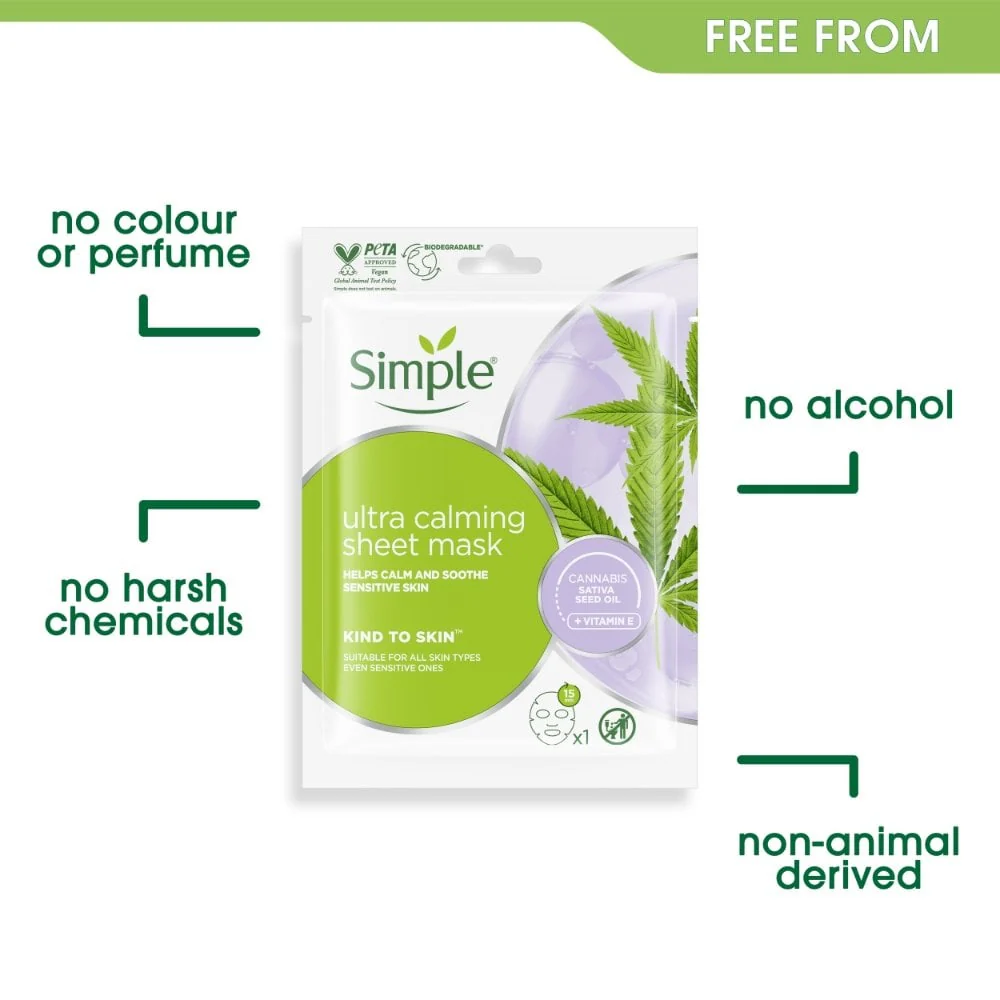 Simple Kind To Skin Intense Recovery Calming Sheet Mask 21ml - Image 3