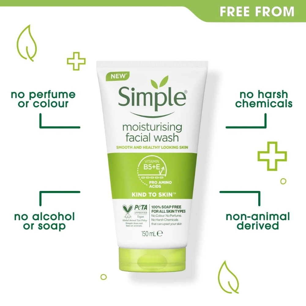 Simple Kind To Skin Moisturising Facial Foam Wash 150ml - Image 3