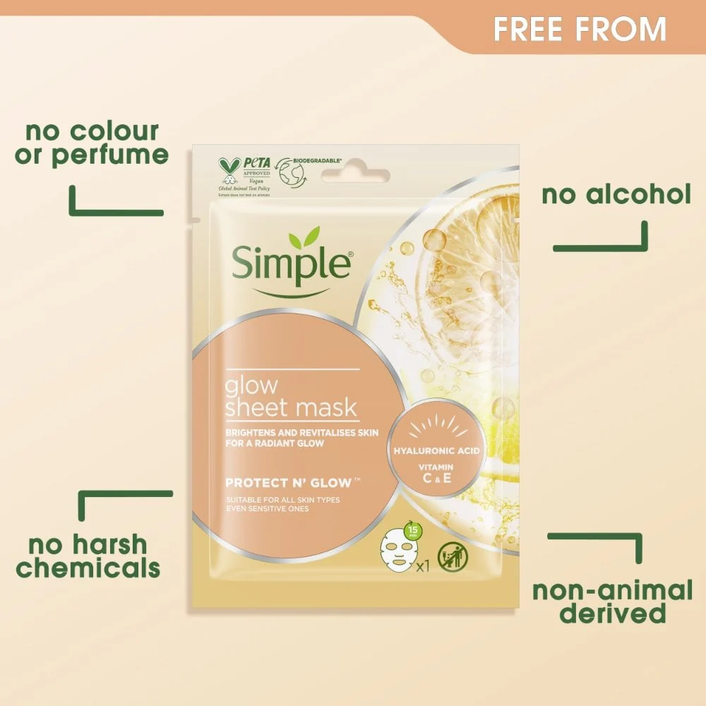 Simple Protect n Glow 48H Glow Sheet Mask 25ml - Image 3