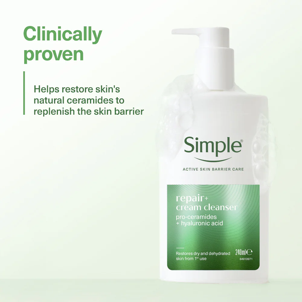 Simple Repair+ Pro-Ceramides Replenish Cream Cleanser 240ml - Image 6