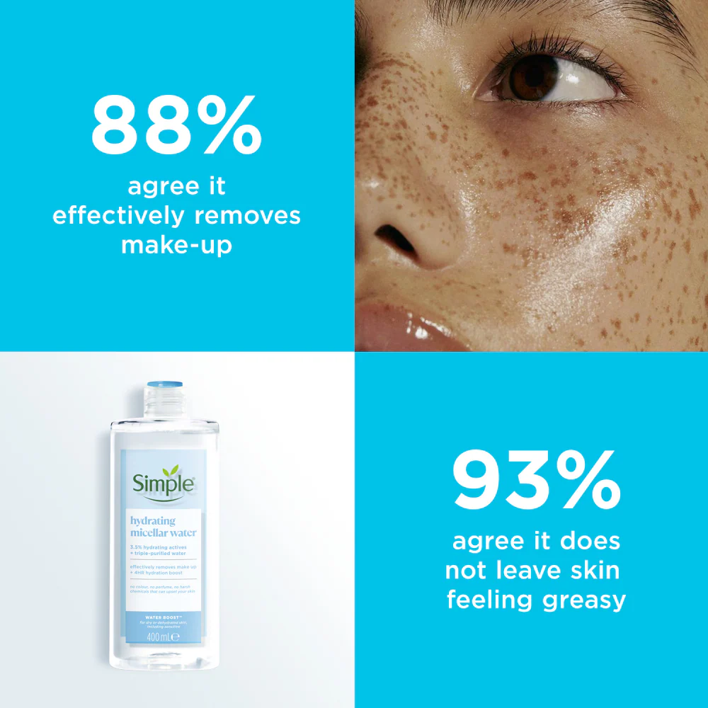 Simple Water Boost Hydrating Micellar Cleansing Water 400ml - Image 4