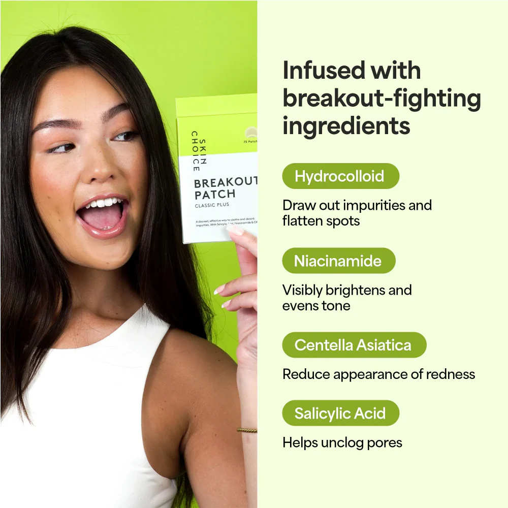 Skin Choice Breakout Classic Plus Spot Pimple Patches with Salicylic Acid & Niacinamide x75 - Image 2