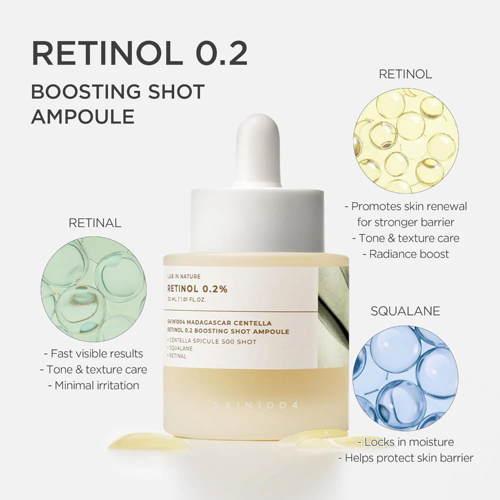 Skin1004 Madagascar Centella Retinol 0.2% Boosting Shot Ampoule 30ml - Image 3