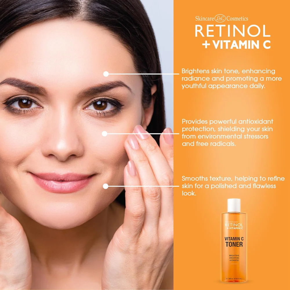 Skincare Cosmetics Retinol + Vitamin C Facial Toner 200ml - Image 3