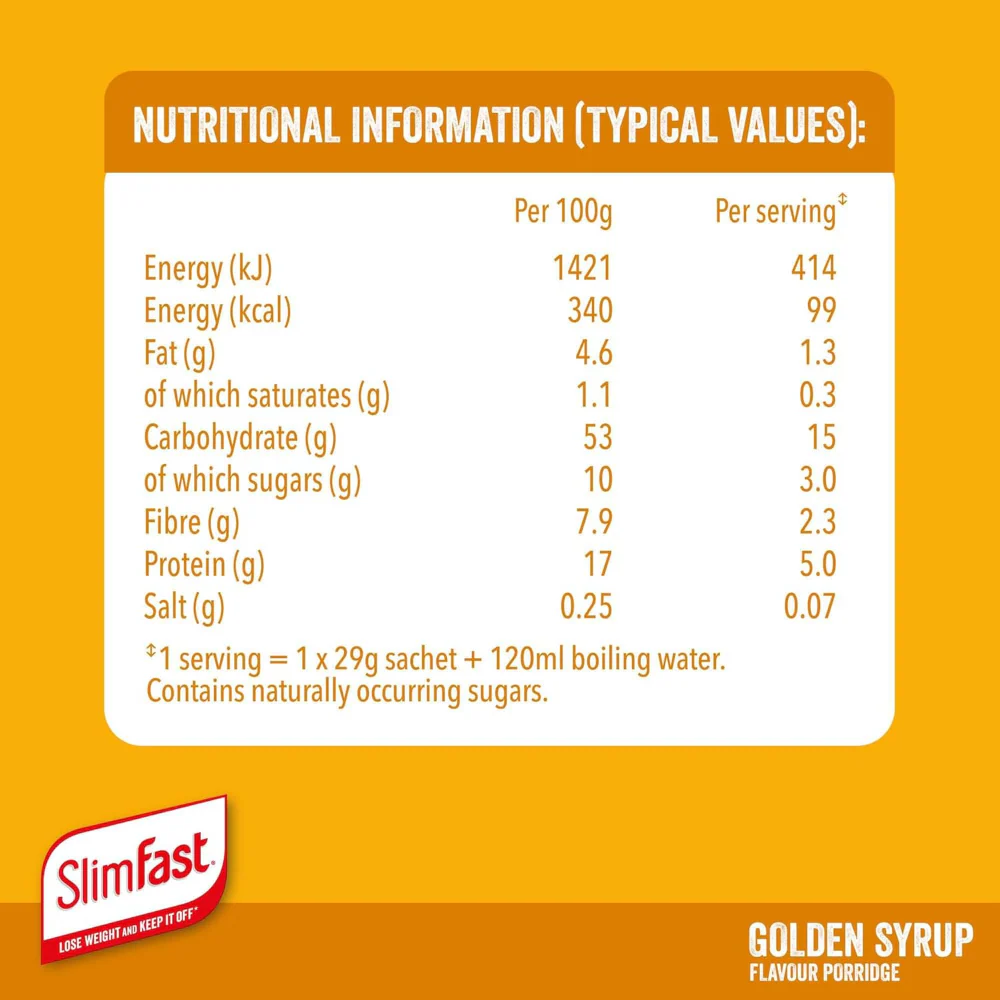 SlimFast Golden Syrup Flavour Porridge Multipack 5 x 29g - Image 4