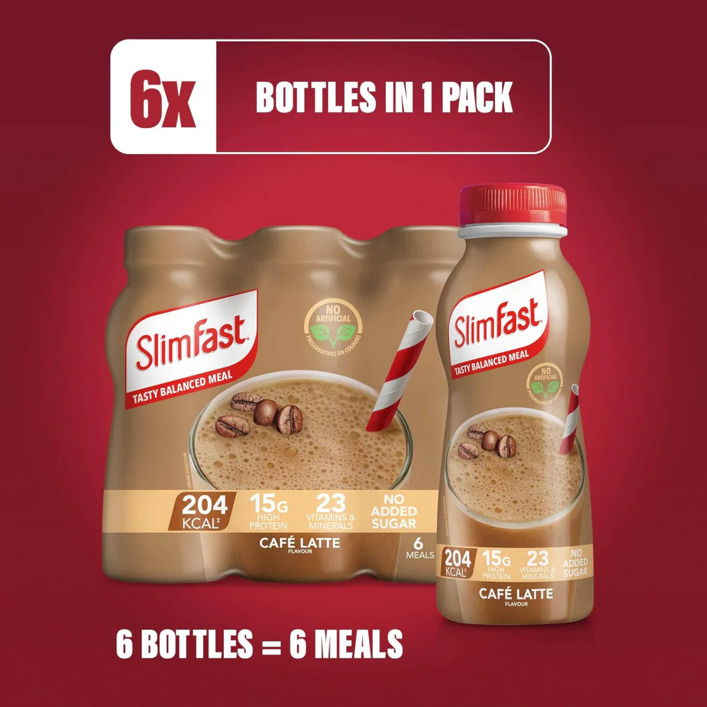 SlimFast Tasty Balanced Meal Café Latte Milkshake Multipack 6 x 325ml - Image 5