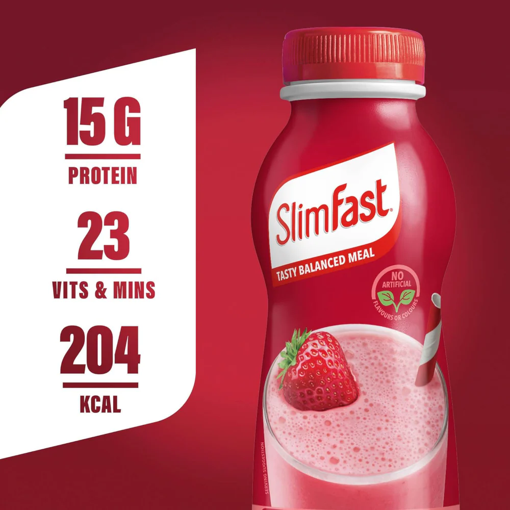 SlimFast Tasty Balanced Meal Strawberry Milkshake Multipack 6 x 325ml - Image 6