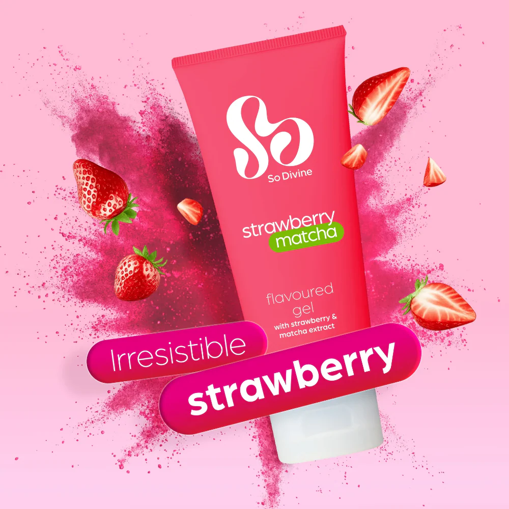 So Divine Strawberry Matcha Water-Based Flavoured Lubricant Gel 100ml - Image 2