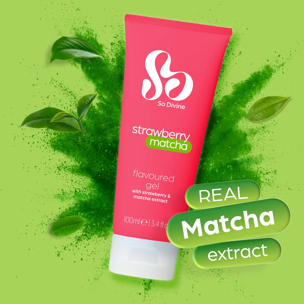 So Divine Strawberry Matcha Water-Based Flavoured Lubricant Gel 100ml - Image 3