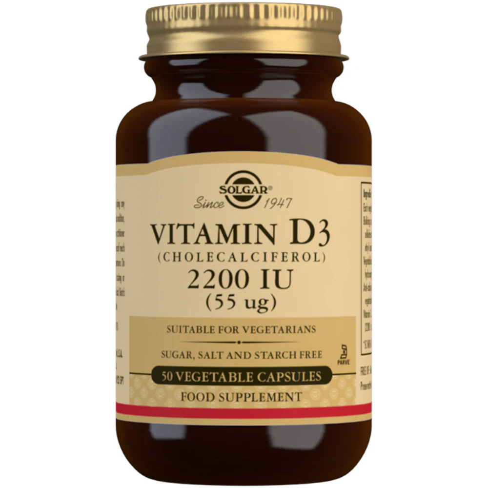 Solgar Vitamin D3 Cholecalciferol 2200 IU 55 µg 50 Vegetable Capsules