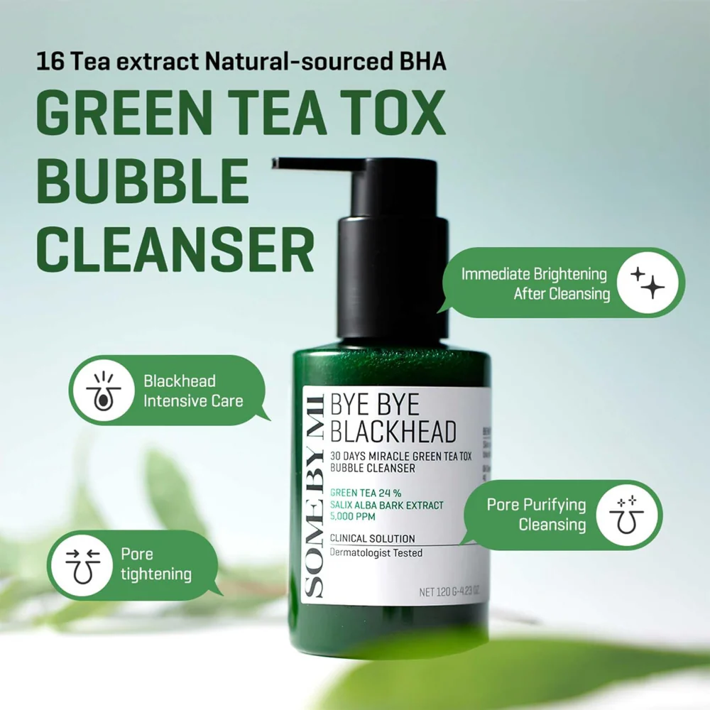 Some By Mi 30 Days Bye Bye Blackhead Miracle Green Tea-Tox Bubble Cleanser 120g - Image 3