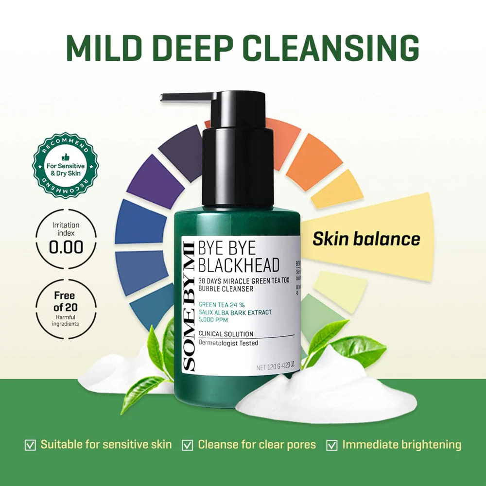 Some By Mi 30 Days Bye Bye Blackhead Miracle Green Tea-Tox Bubble Cleanser 120g - Image 7