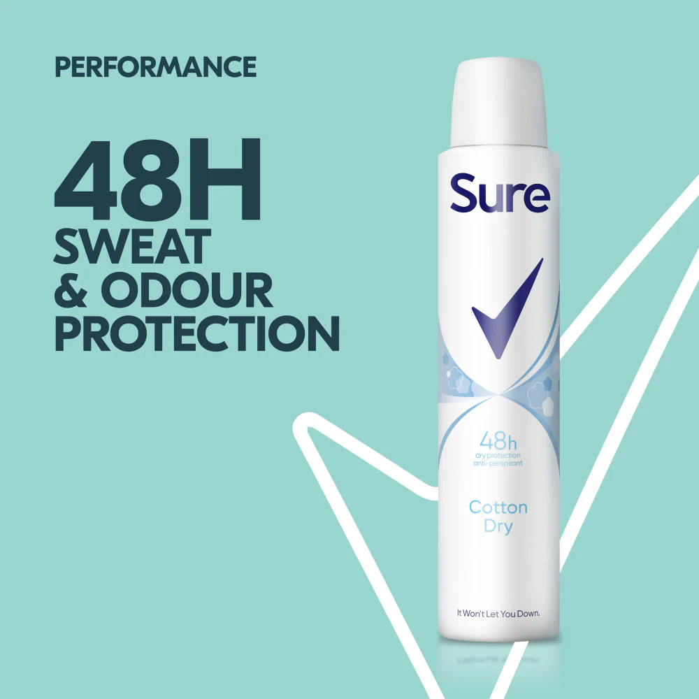 Sure Essential Protection 48h Cotton Dry Anti-Perspirant Deodorant Spray 200ml - Image 3