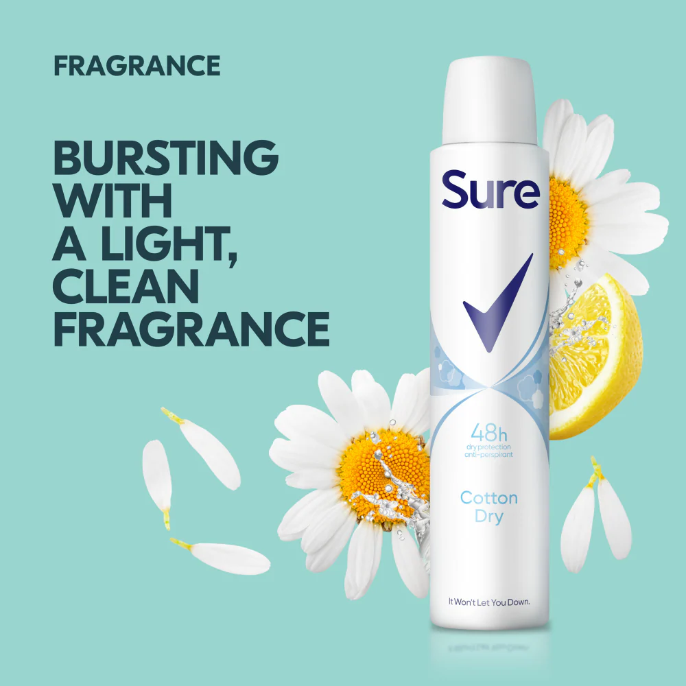 Sure Essential Protection 48h Cotton Dry Anti-Perspirant Deodorant Spray 200ml - Image 4