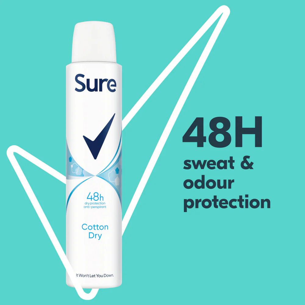 Sure Essential Protection 48h Cotton Dry Anti-Perspirant Deodorant Spray 200ml - Image 5