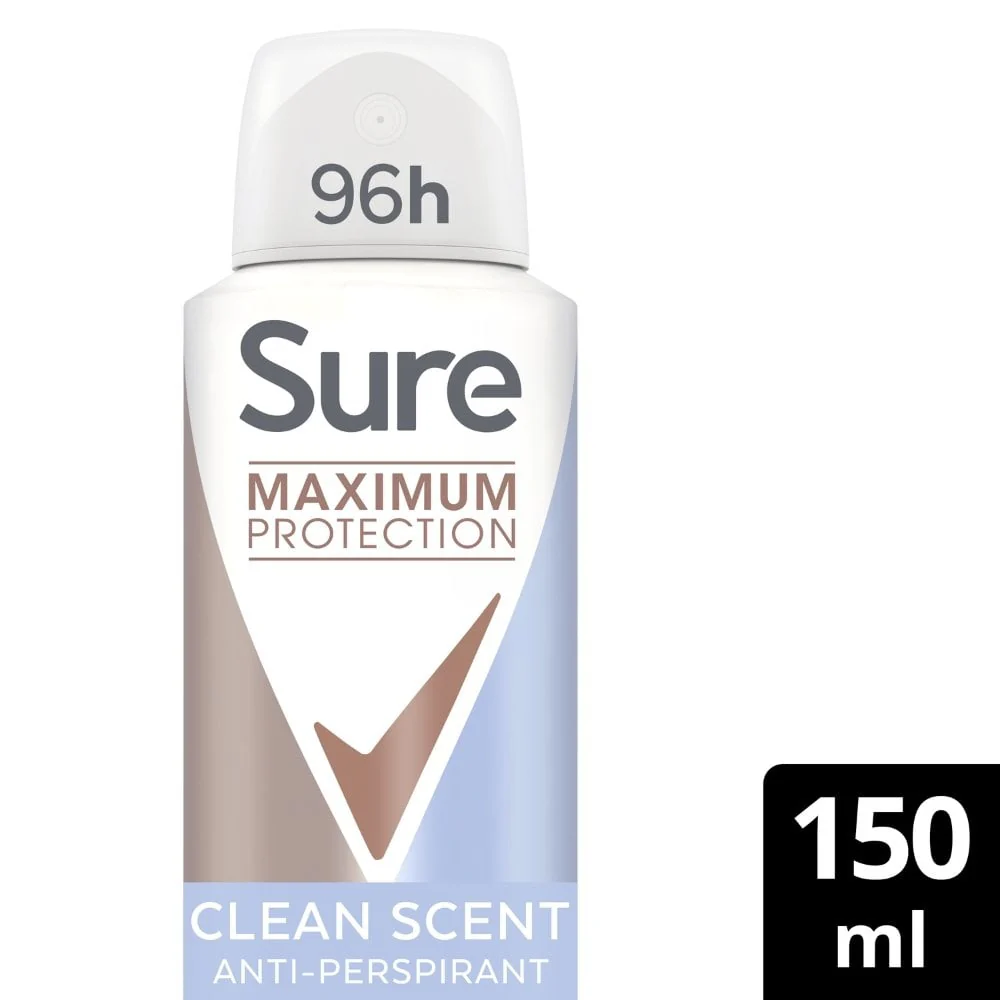 Sure Maximum Protection 96h Clean Scent Anti-Perspirant Deodorant Spray 150ml - Image 2