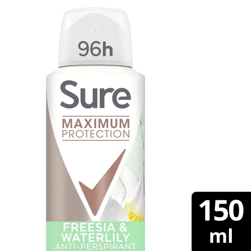 Sure Maximum Protection 96h Freesia & Water Lily Anti-Perspirant Deodorant Spray 150ml - Image 2