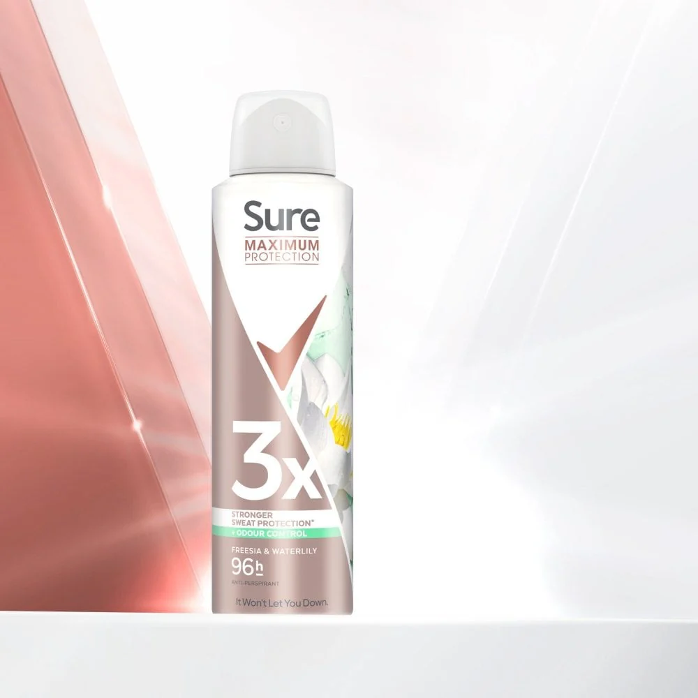 Sure Maximum Protection 96h Freesia & Water Lily Anti-Perspirant Deodorant Spray 150ml - Image 7