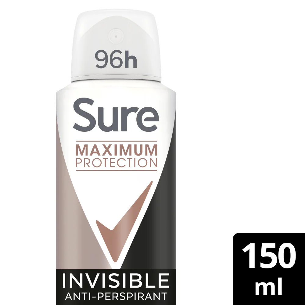 Sure Maximum Protection 96h Invisible Black & White Anti-Perspirant Deodorant Spray 150ml - Image 2
