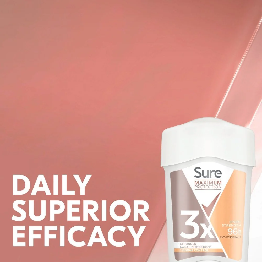 Sure Maximum Protection 96h Sport Strength Anti-Perspirant Deodorant Stick 45ml - Image 7