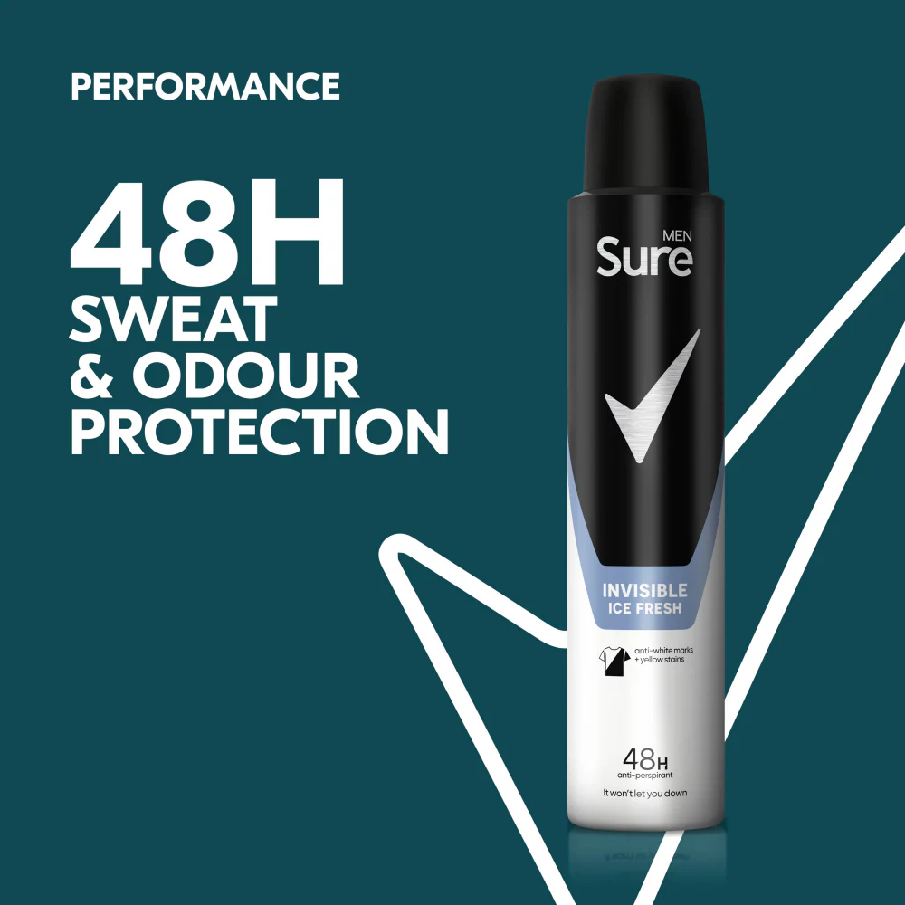 Sure Men Essential Protection 48h Invisible Ice Fresh Anti-Perspirant Deodorant Spray 200ml - Image 3