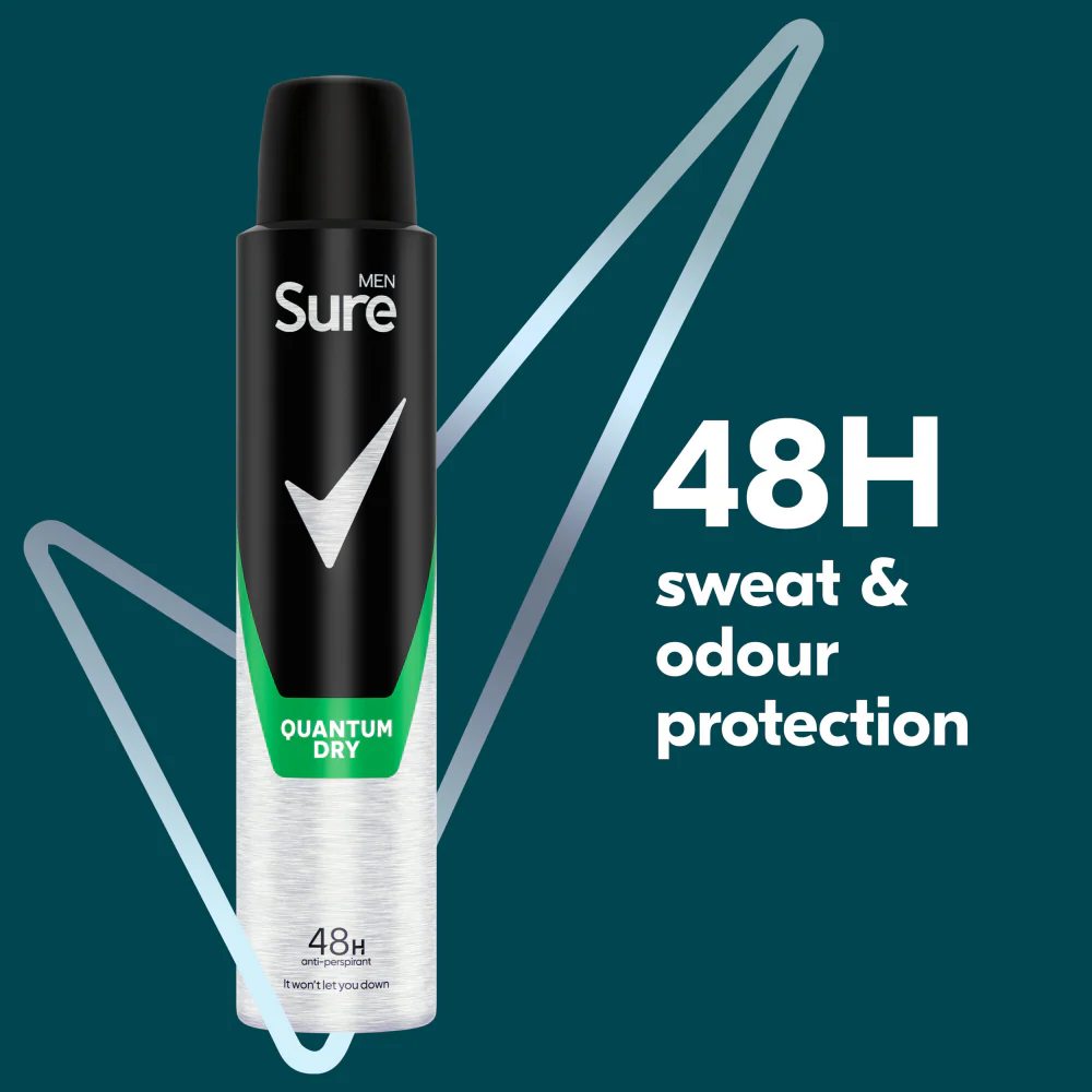 Sure Men Essential Protection 48h Quantum Dry Anti-Perspirant Deodorant Spray 200ml - Image 3