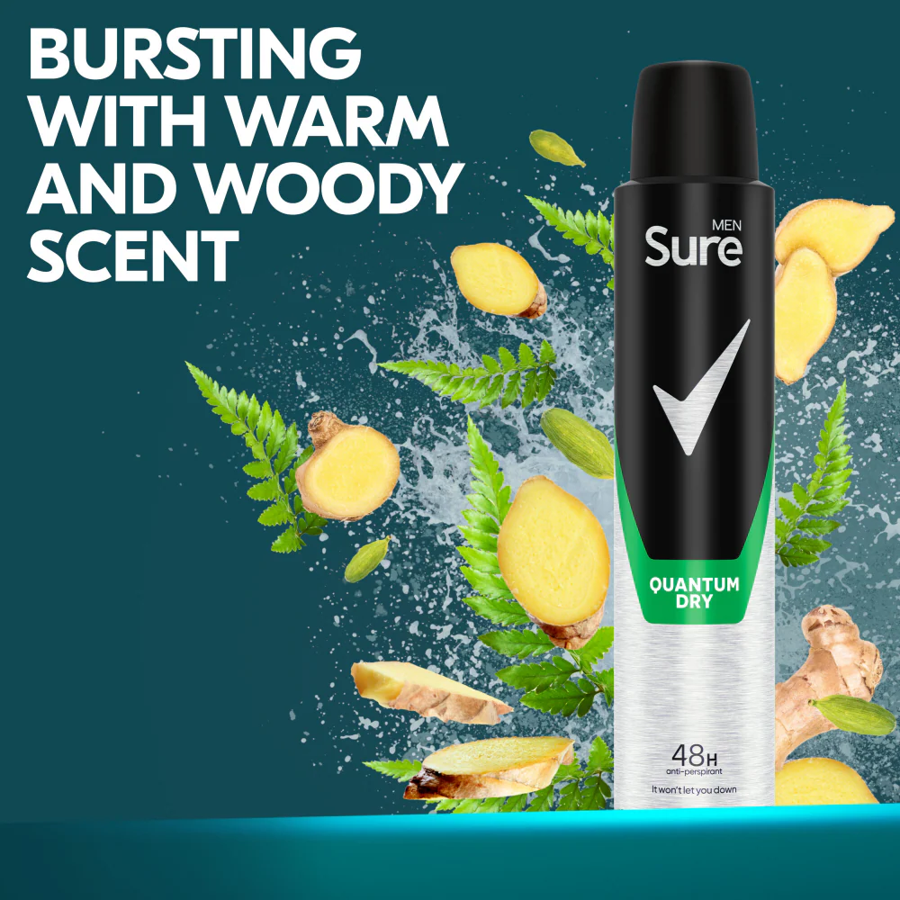 Sure Men Essential Protection 48h Quantum Dry Anti-Perspirant Deodorant Spray 200ml - Image 6