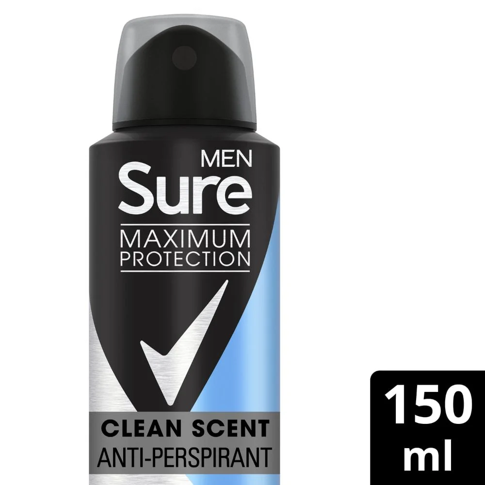 Sure Men Maximum Protection 96h Clean Scent Anti-Perspirant Deodorant Spray 150ml - Image 2