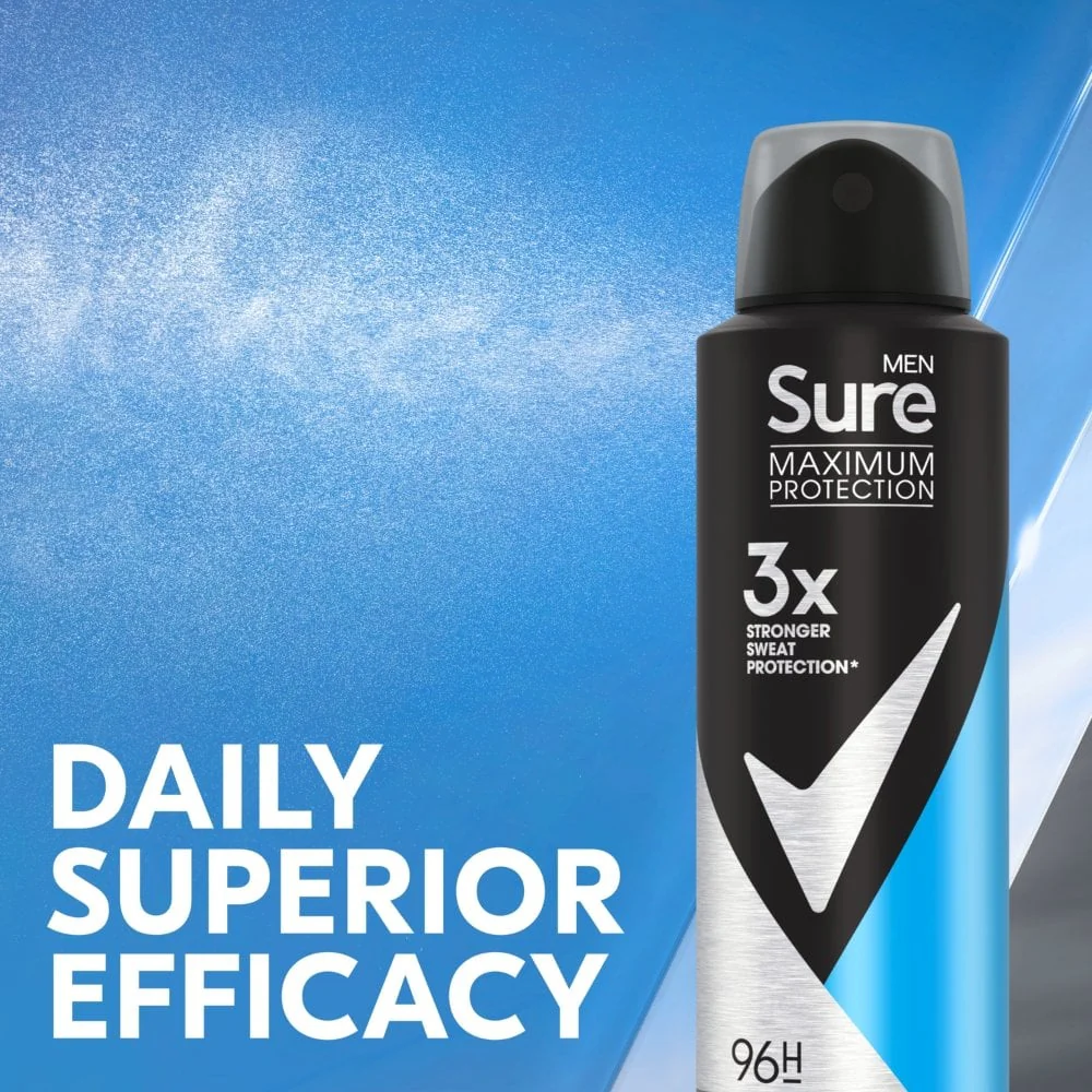 Sure Men Maximum Protection 96h Clean Scent Anti-Perspirant Deodorant Spray 150ml - Image 4