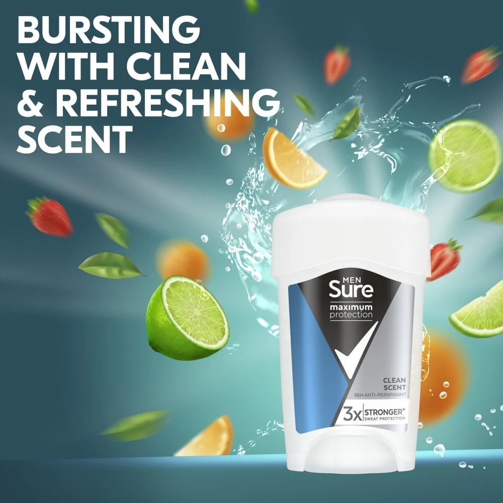 Sure Men Maximum Protection 96h Clean Scent Anti-Perspirant Deodorant Stick 45ml - Image 5