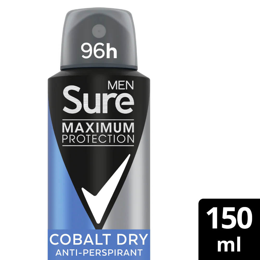 Sure Men Maximum Protection 96h Cobalt Dry Anti-Perspirant Deodorant Spray 150ml - Image 2