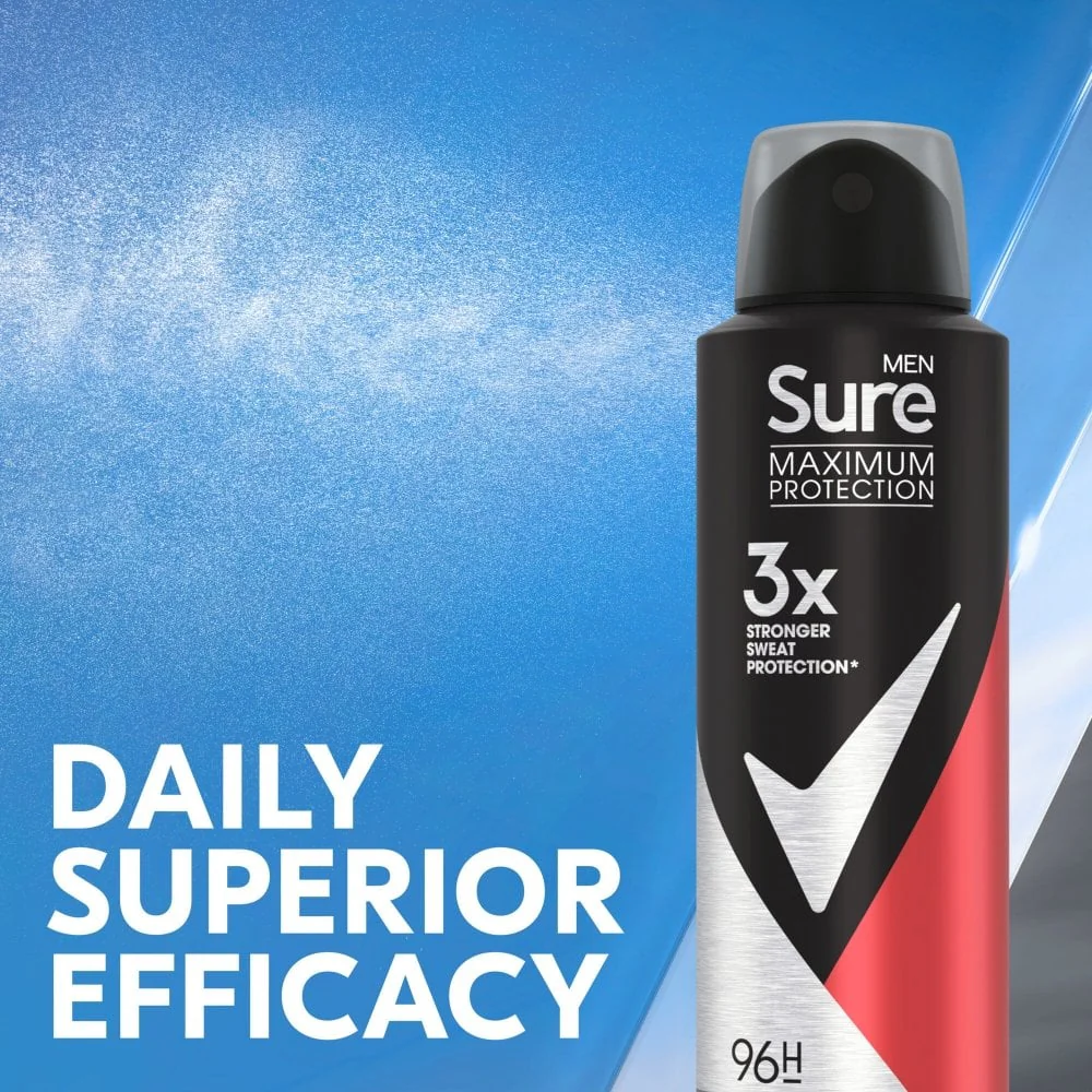 Sure Men Maximum Protection 96h Sport Active Anti-Perspirant Deodorant Spray 150ml - Image 5