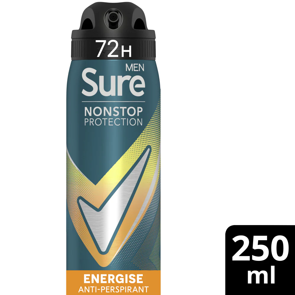 Sure Men Nonstop Protection 72h Energise Anti-Perspirant Deodorant Spray 250ml - Image 2