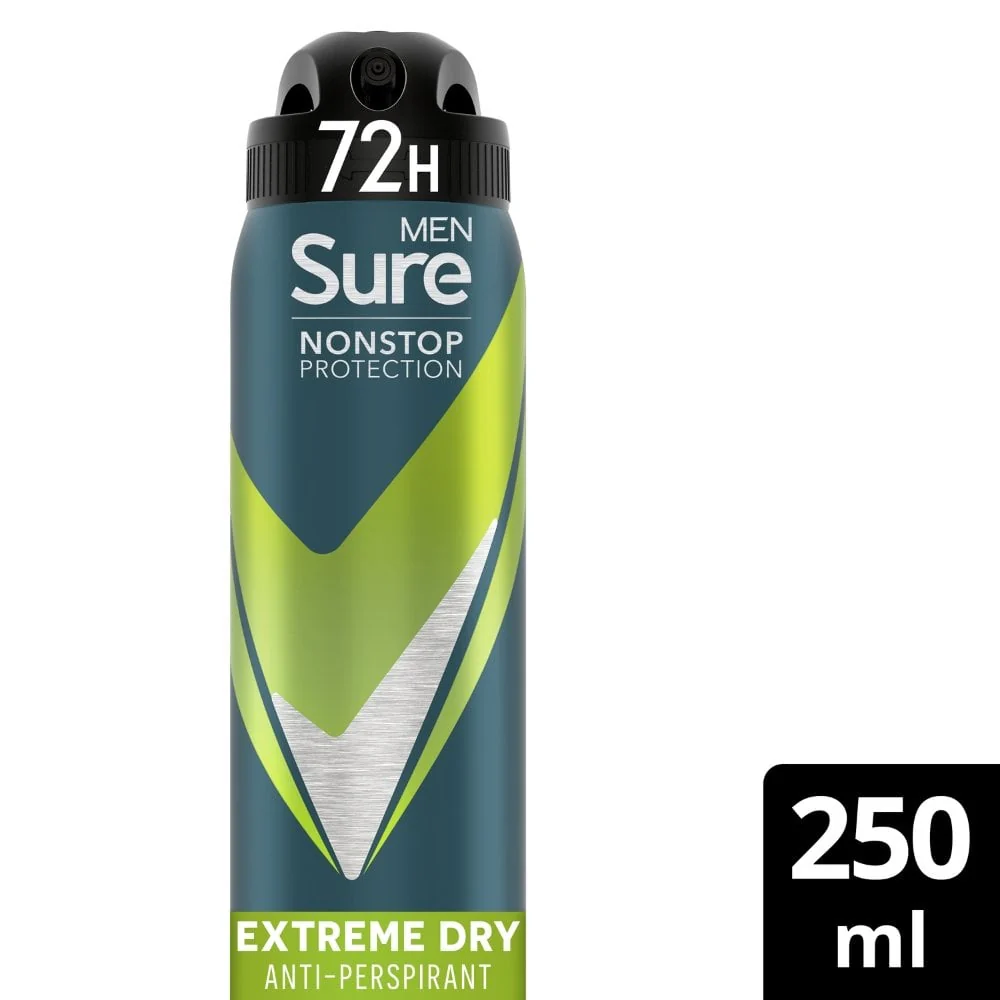 Sure Men Nonstop Protection 72h Extreme Dry Anti-Perspirant Deodorant Spray 250ml - Image 2