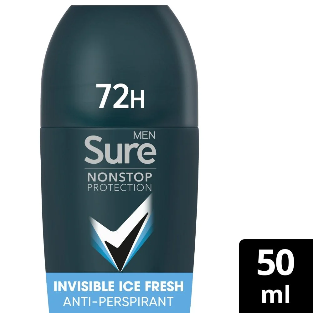 Sure Men Nonstop Protection 72h Invisible Ice Anti-Perspirant Deodorant Roll-On 50ml - Image 2