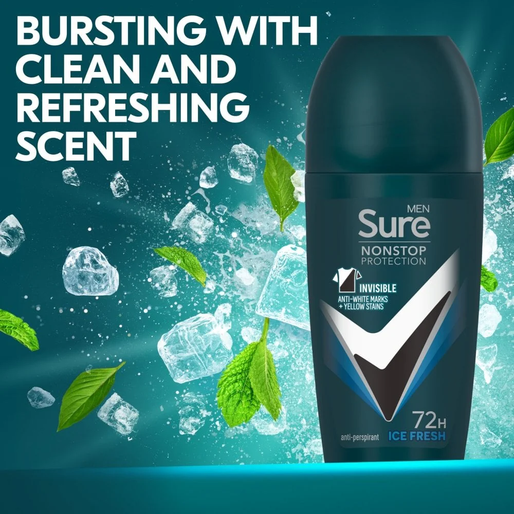 Sure Men Nonstop Protection 72h Invisible Ice Anti-Perspirant Deodorant Roll-On 50ml - Image 6