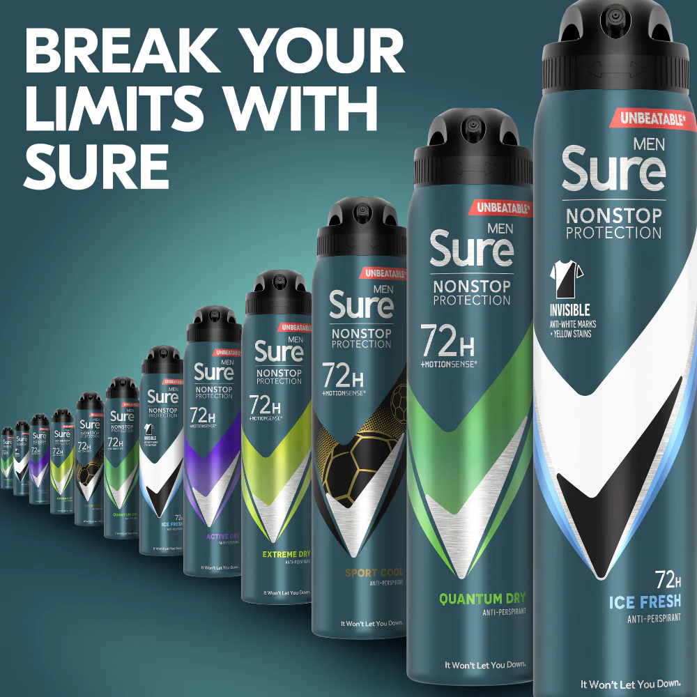 Sure Men Nonstop Protection 72h Invisible Ice Fresh Anti-Perspirant Deodorant Spray 75ml - Image 4