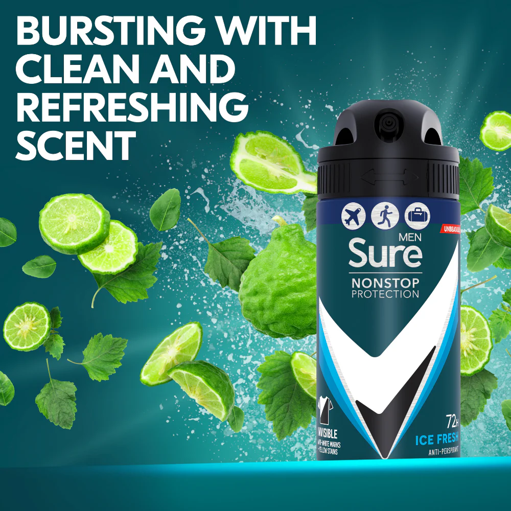 Sure Men Nonstop Protection 72h Invisible Ice Fresh Anti-Perspirant Deodorant Spray 75ml - Image 7