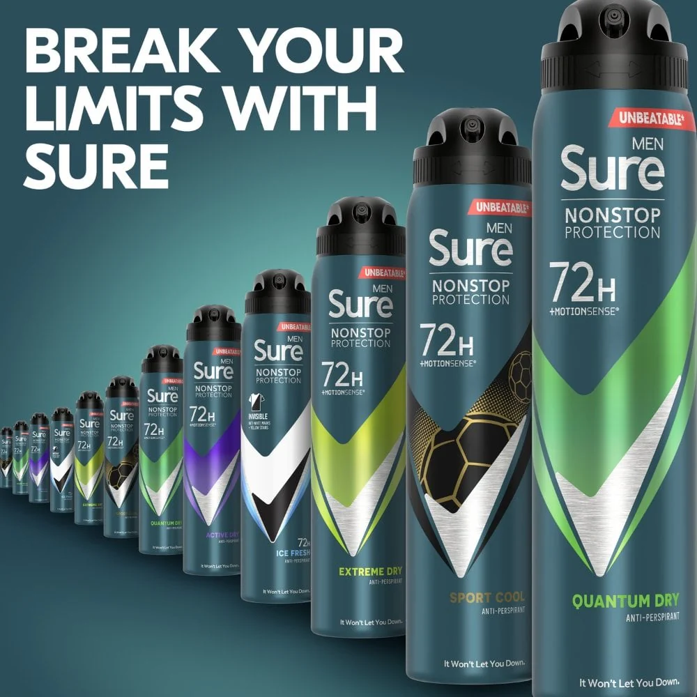Sure Men Nonstop Protection 72h Quantum Dry Anti-Perspirant Deodorant Spray 250ml - Image 5
